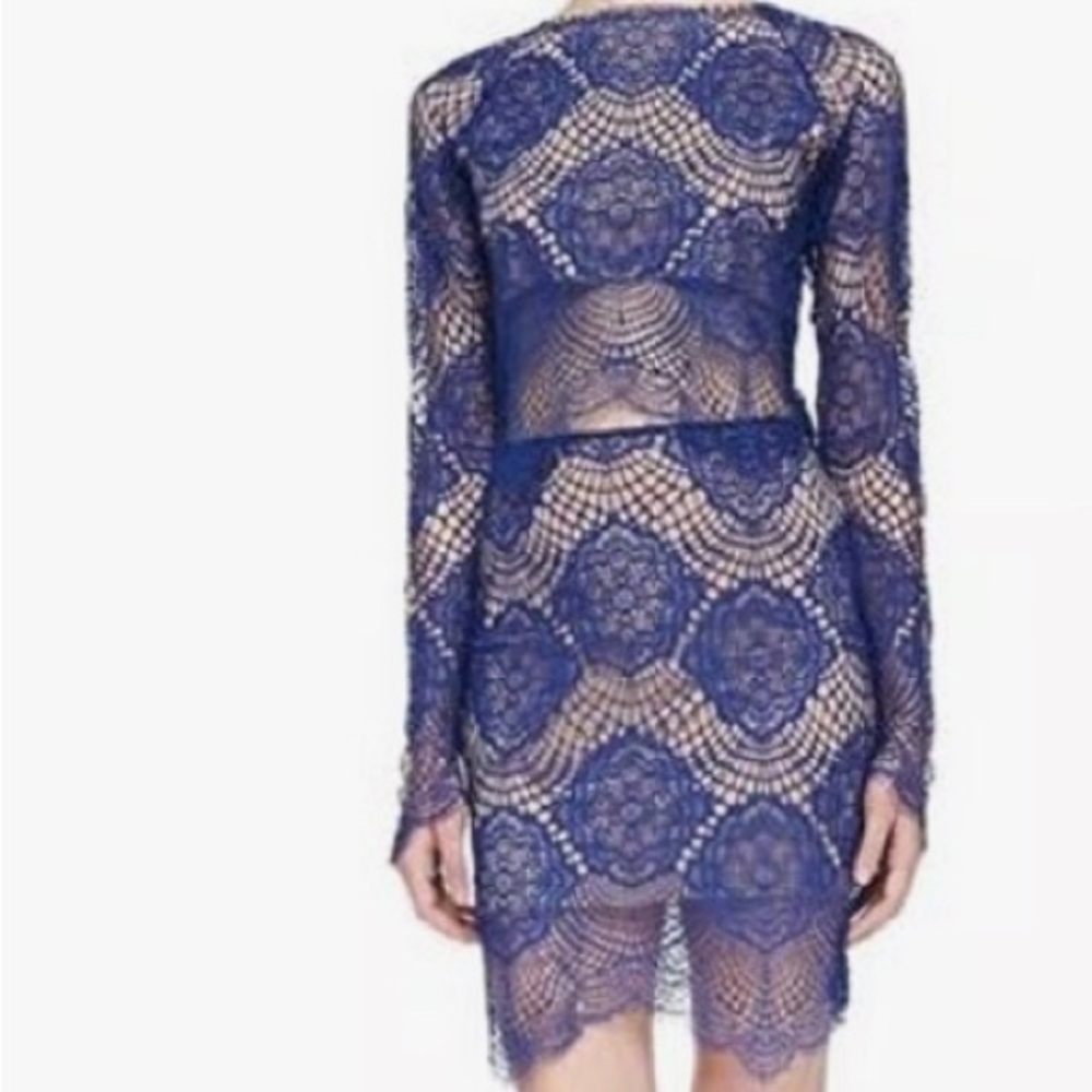 For Love And Lemons Navy Lace Long Sleeve Top and Matching Skirt